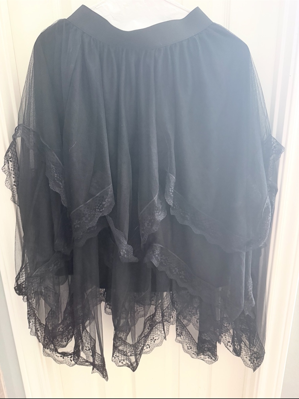 ROMWE Black Layered Lace Tulle Skirt